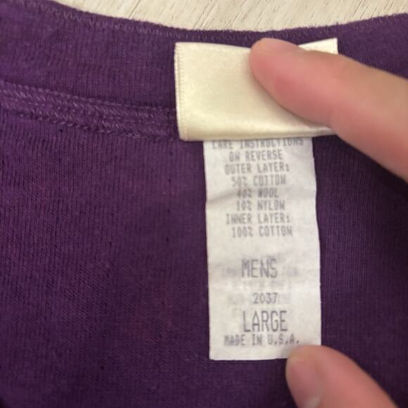 Vintage 80s L.L. Bean River Driver Wool Thermal Layer Henley Neck Sweater Large - Picture 7 of 9